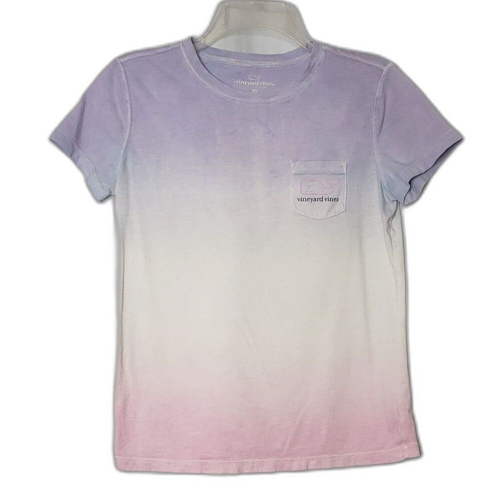 VINEYARD VINES Purple Pink Ombre Short Sleeve Pocket T Shirt Womens SIze XS